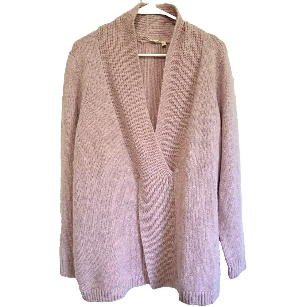 Soft Surroundings L Dusty Mauve Long Sleeve Alpaca Blend V-Neck Pullover Sweater